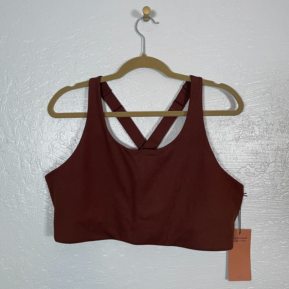 Girlfriend Collective Women Plus Size 4XL Brown Crossback Sports Bra Athleisure